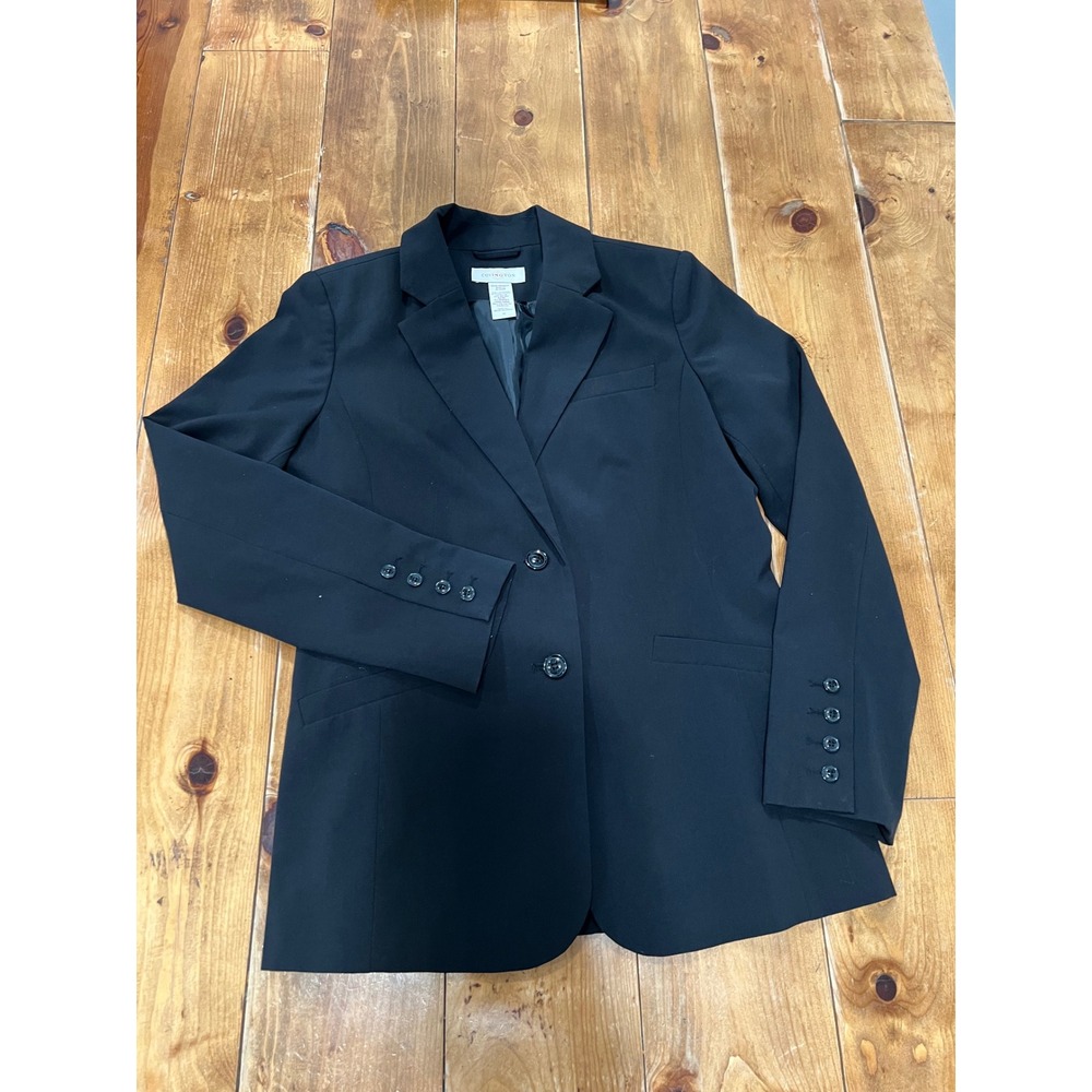 Covington Womens Black Two Button Blazer Jacket Size 10 Stretch Career Office